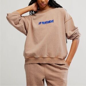 Free People Movement All Star Embroidered Pullover Twig Combo Small